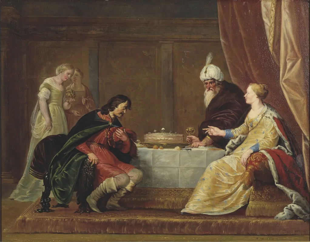 Esther Ahasuerus And Haman 2 Wall Art by Pieter Fransz. de Grebber - High-Resolution Digital Print