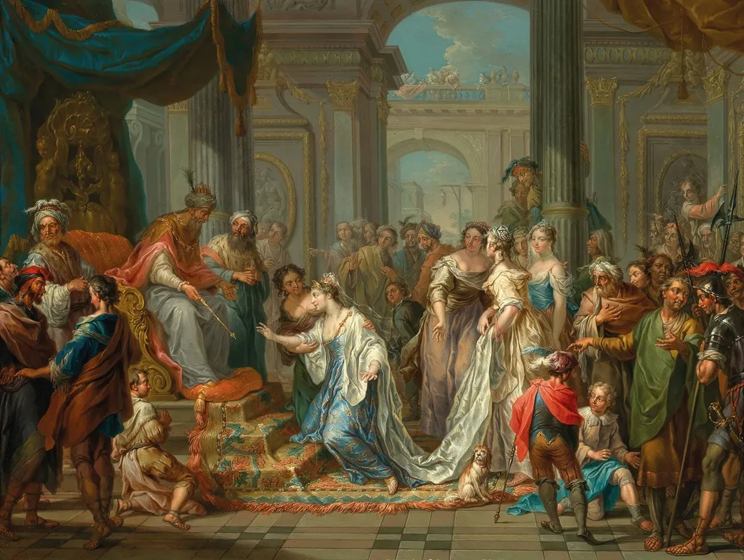 Esther Before King Ahasuerus Wall Art by Franz Christoph Janneck - High-Resolution Digital Print