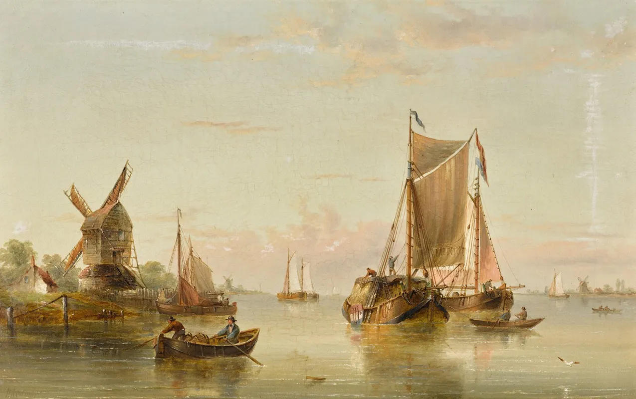 Estuary Scene With Coastal Vessels Wall Art by Henry Redmore - High-Resolution Digital Print