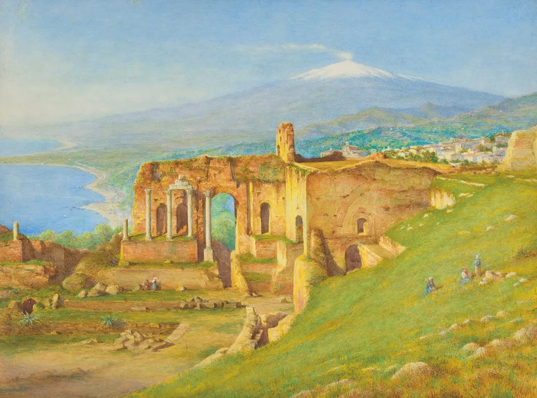 Etna From The Theatre At Taormino Wall Art by Henry Wallis - High-Resolution Digital Print