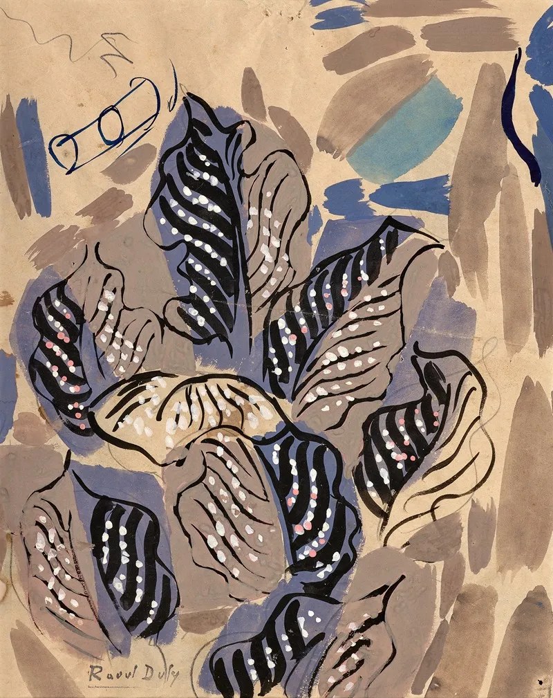Etude De Feuilles En Noir Rose Et Mastic Wall Art by Raoul Dufy - High-Resolution Digital Print
