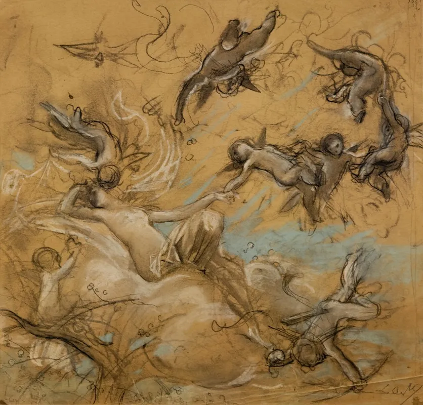 Etude De Figures Volantes 3 Wall Art by Luc-Olivier Merson - High-Resolution Digital Print