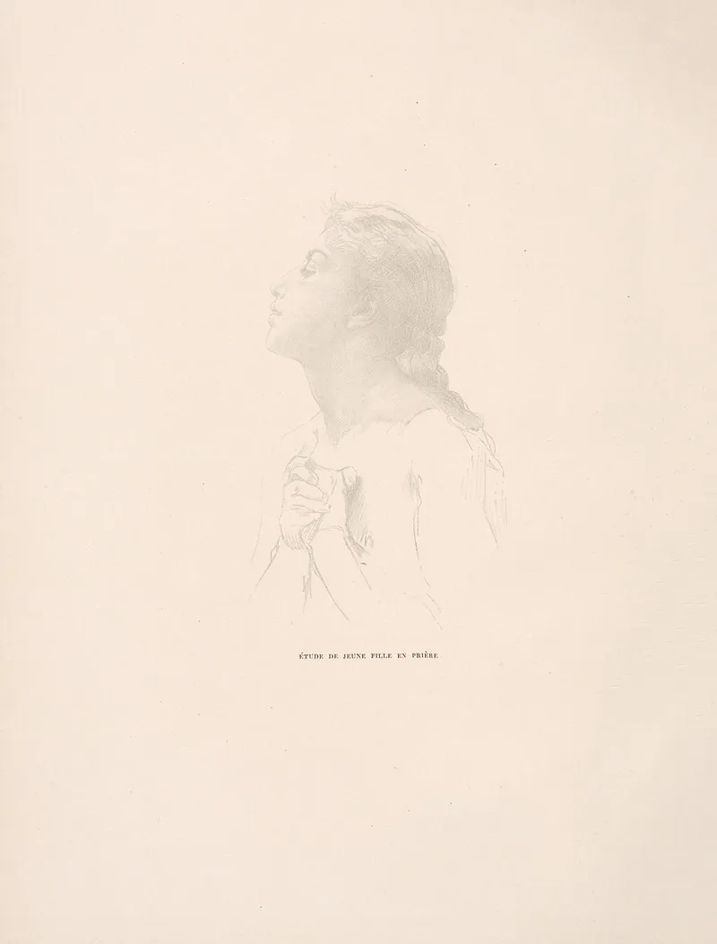 Etude De Jeune Fille En Priere Wall Art by William Bouguereau - High-Resolution Digital Print