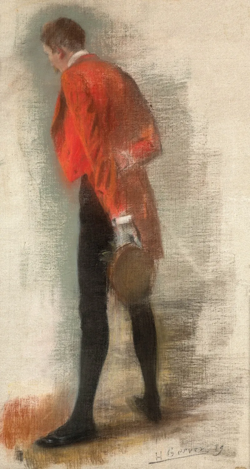 Etude Dhomme De Dos A La Veste Rouge