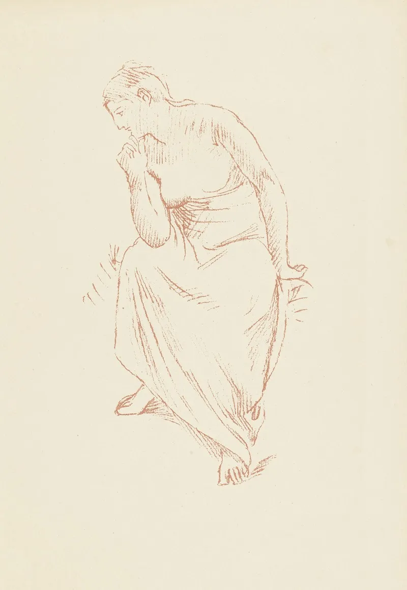 Etude Dune Femme Nue Assise A Demi Drapee Wall Art by Pierre Puvis de Chavannes - High-Resolution Digital Print