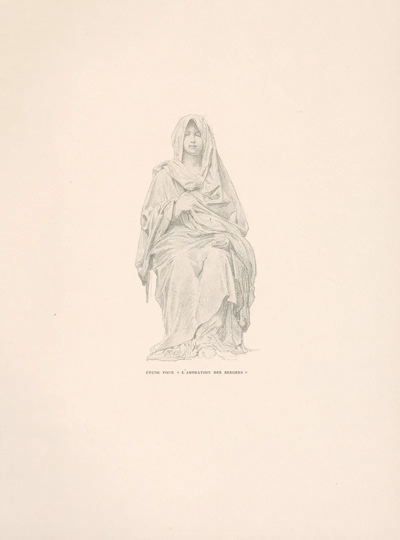 Etude Pour Ladoration Des Bergers Wall Art by William Bouguereau - High-Resolution Digital Print