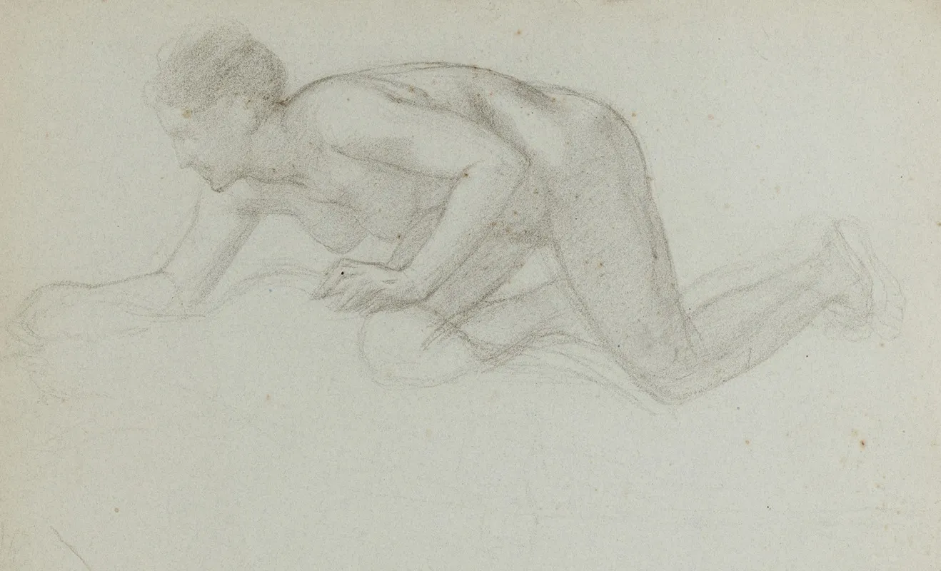Etude Pour Pyrame Et Thisbe Jeune Femme Nue Agenouillee