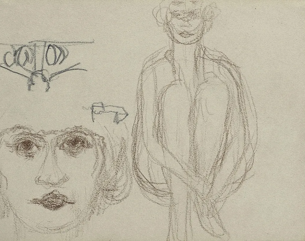 Etudes De Nu Assis Et Tete De Femme