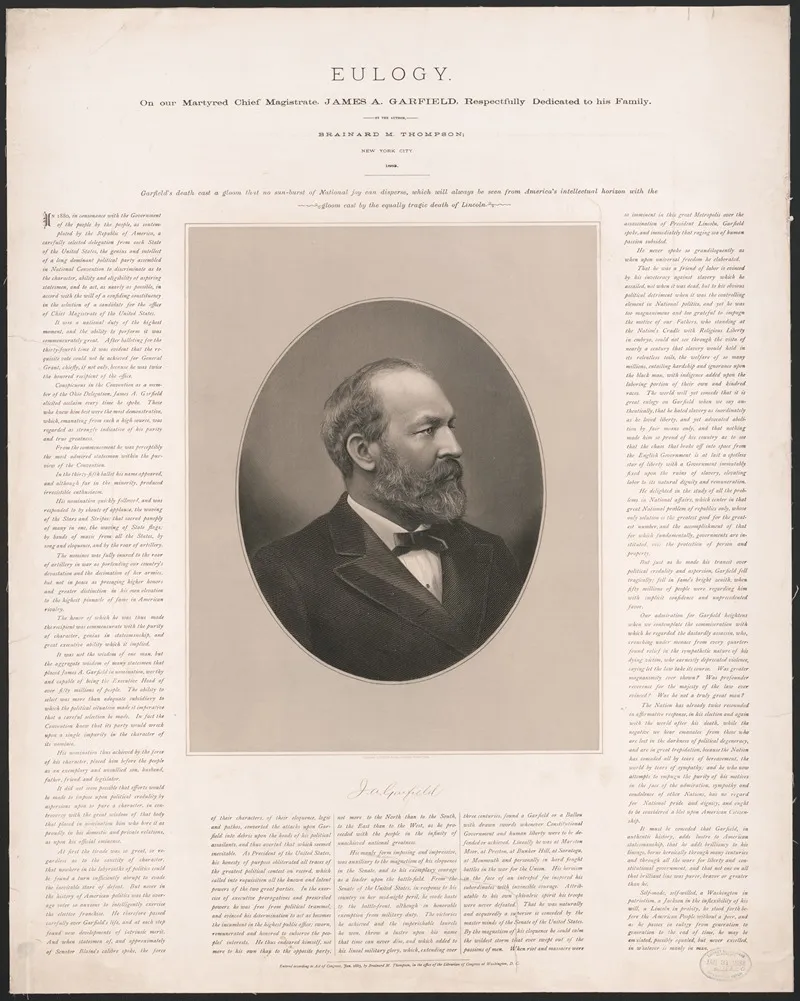 Eulogy On Our Martyred Chief Magistrate James A Garfield Respectively Dedicated To His Family Wall Art by A.B. Hall & Sons - High-Resolution Digital Print
