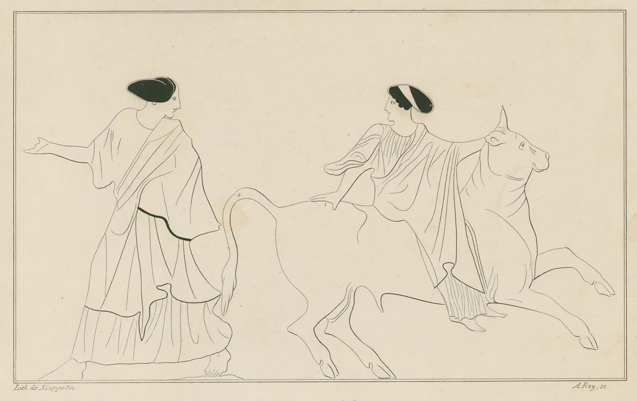 Europa And The Bull With The Nymph Phoenice Wall Art by A. Rey - High-Resolution Digital Print