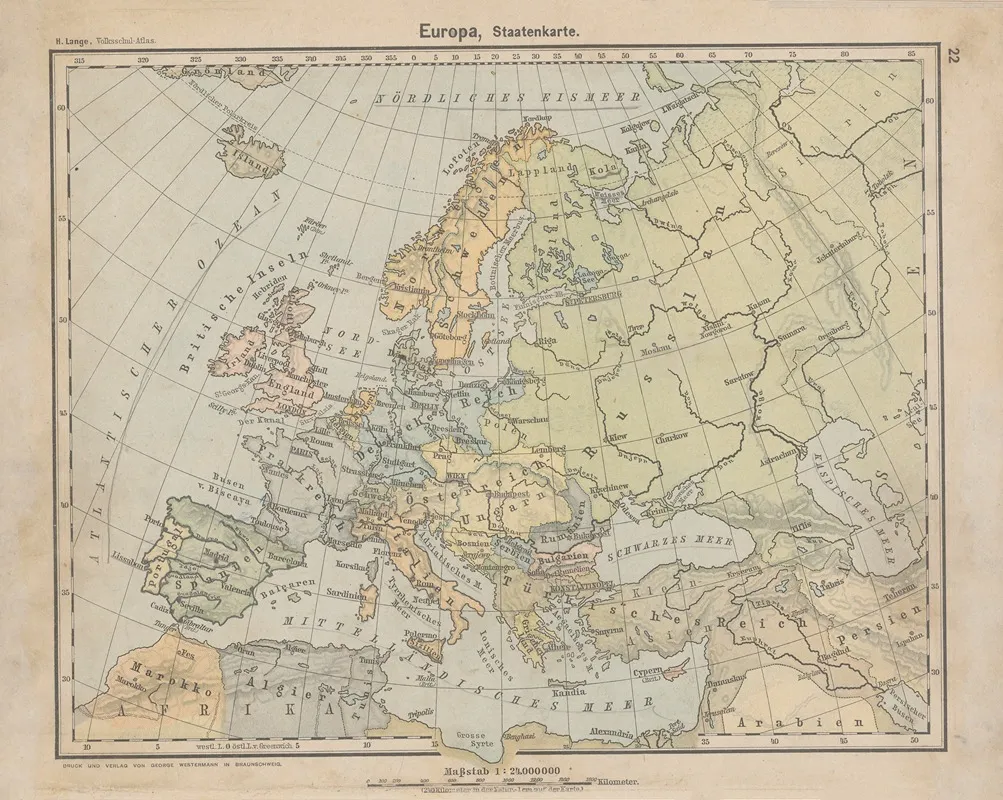 Europa Staatenkarte 2 Wall Art by Henry Lange - High-Resolution Digital Print