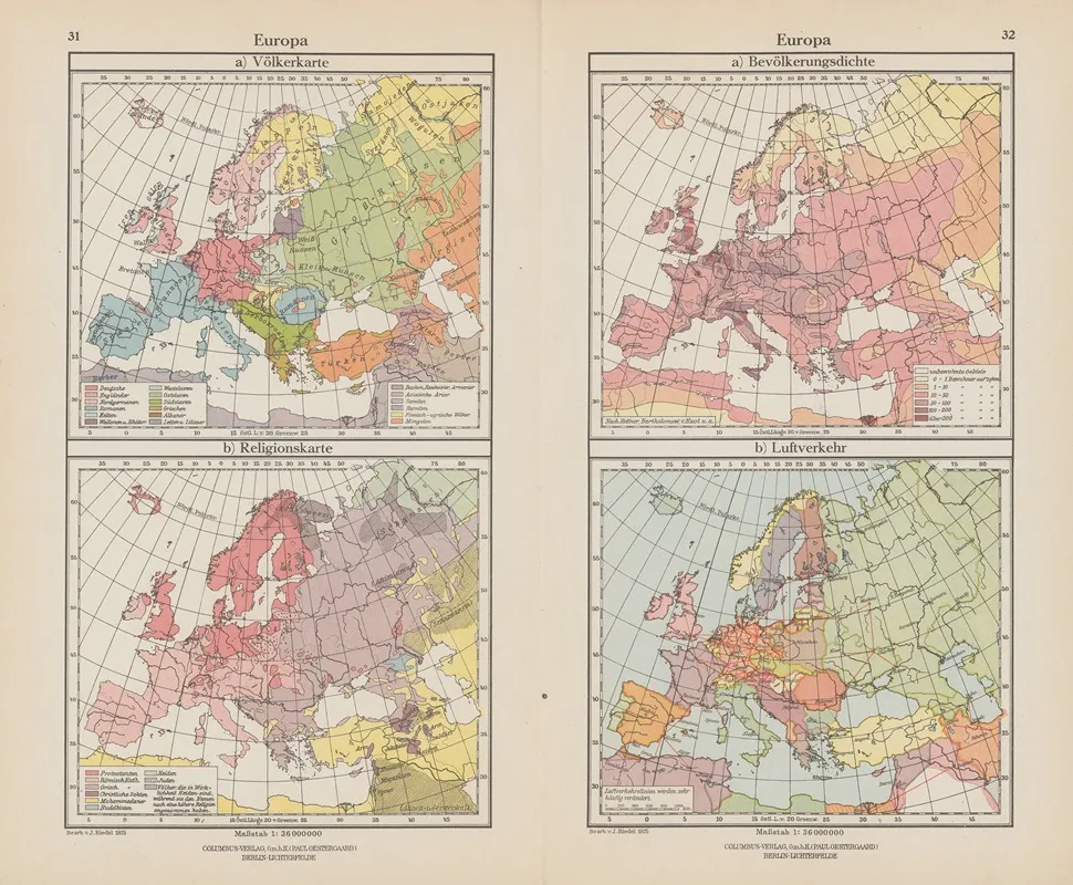 Europa Volkerkarte Bevolkerungsdichte Wall Art by Ernst Friedrich - High-Resolution Digital Print