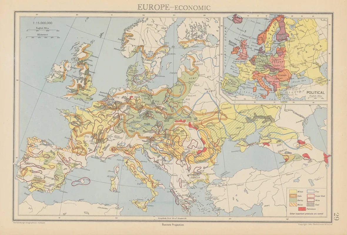 Europe Economic Wall Art by John George Bartholomew - High-Resolution Digital Print