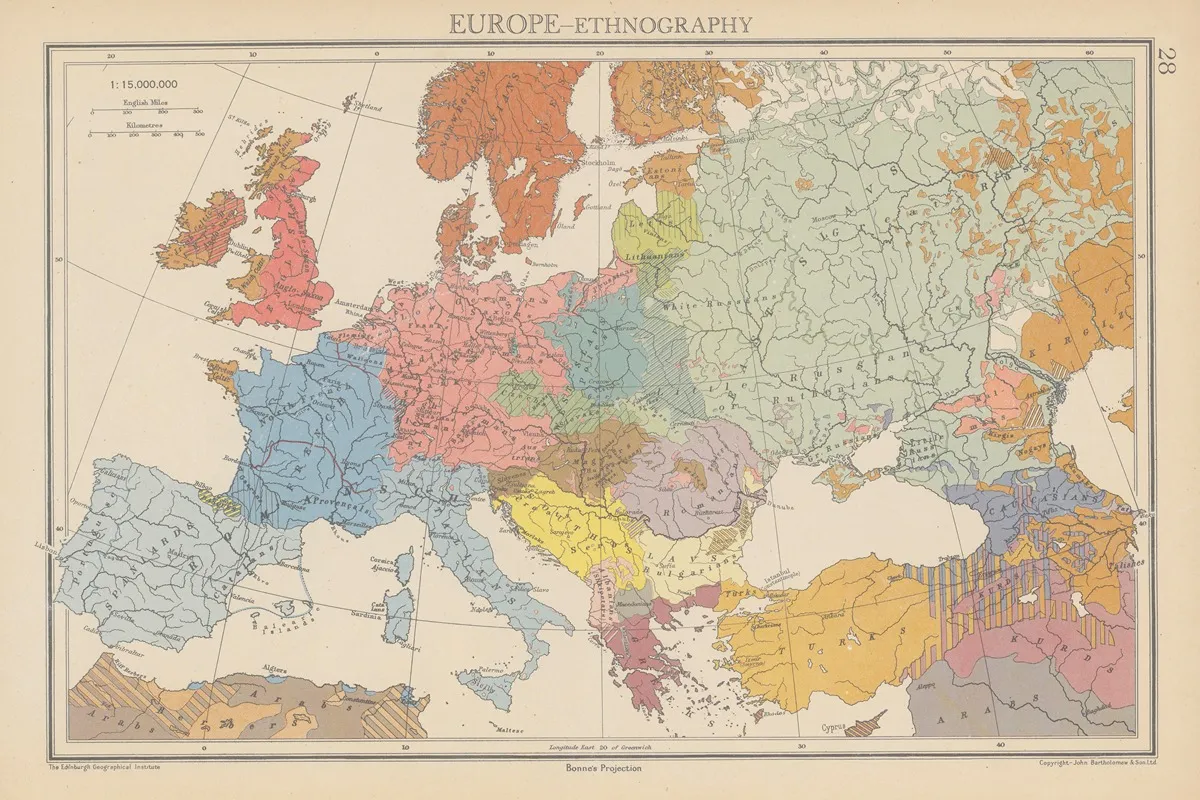 Europe Ethnography Wall Art by John George Bartholomew - High-Resolution Digital Print