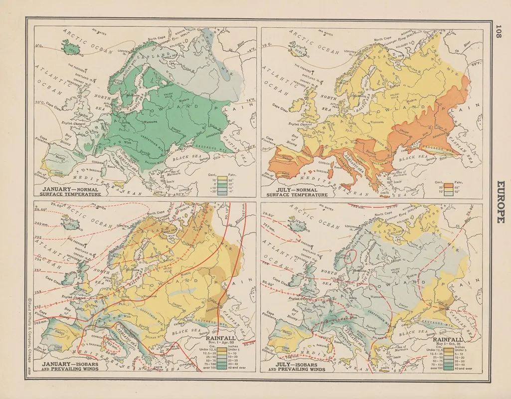 Europe Temperature Rainfall 2 Wall Art by John Paul Goode - High-Resolution Digital Print