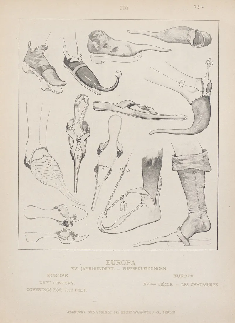 Europe Xvth Century Coverings For The Feet Wall Art by Adolf Rosenberg - High-Resolution Digital Print