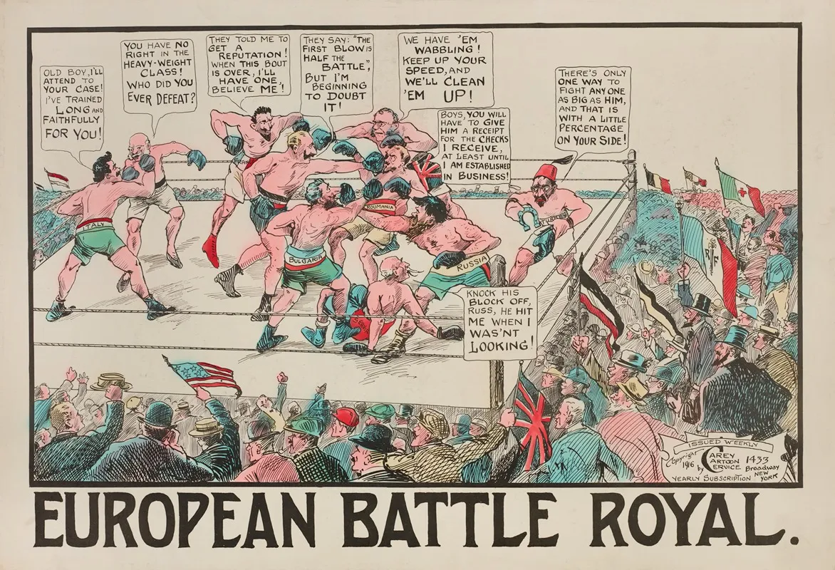 European Battle Royal Wall Art by Carey Cartoon Service - High-Resolution Digital Print