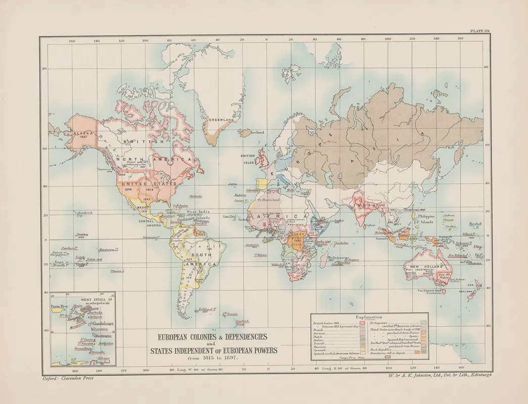European‎ ‎colonies‎ ‎and‎ ‎dependencies‎ ‎and‎ ‎states‎ ‎independent‎ ‎of‎ Wall Art by Reginald Lane Poole - High-Resolution Digital Print