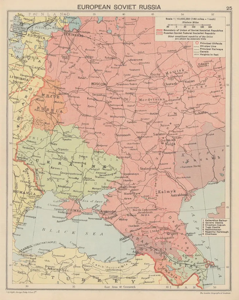 European‎ ‎soviet‎ ‎russia Wall Art by London Geographical Institute - High-Resolution Digital Print