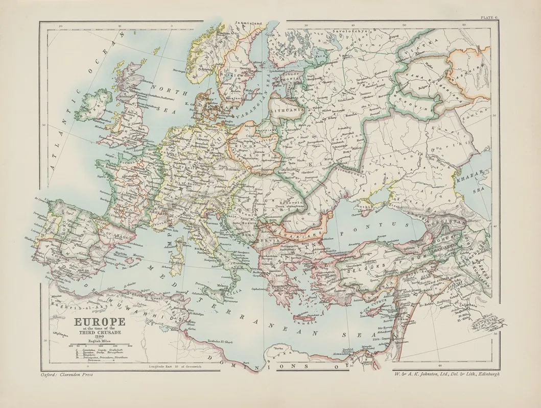 Europe‎ ‎at‎ ‎the‎ ‎time‎ ‎of‎ ‎the‎ ‎third‎ ‎crusade Wall Art by Reginald Lane Poole - High-Resolution Digital Print