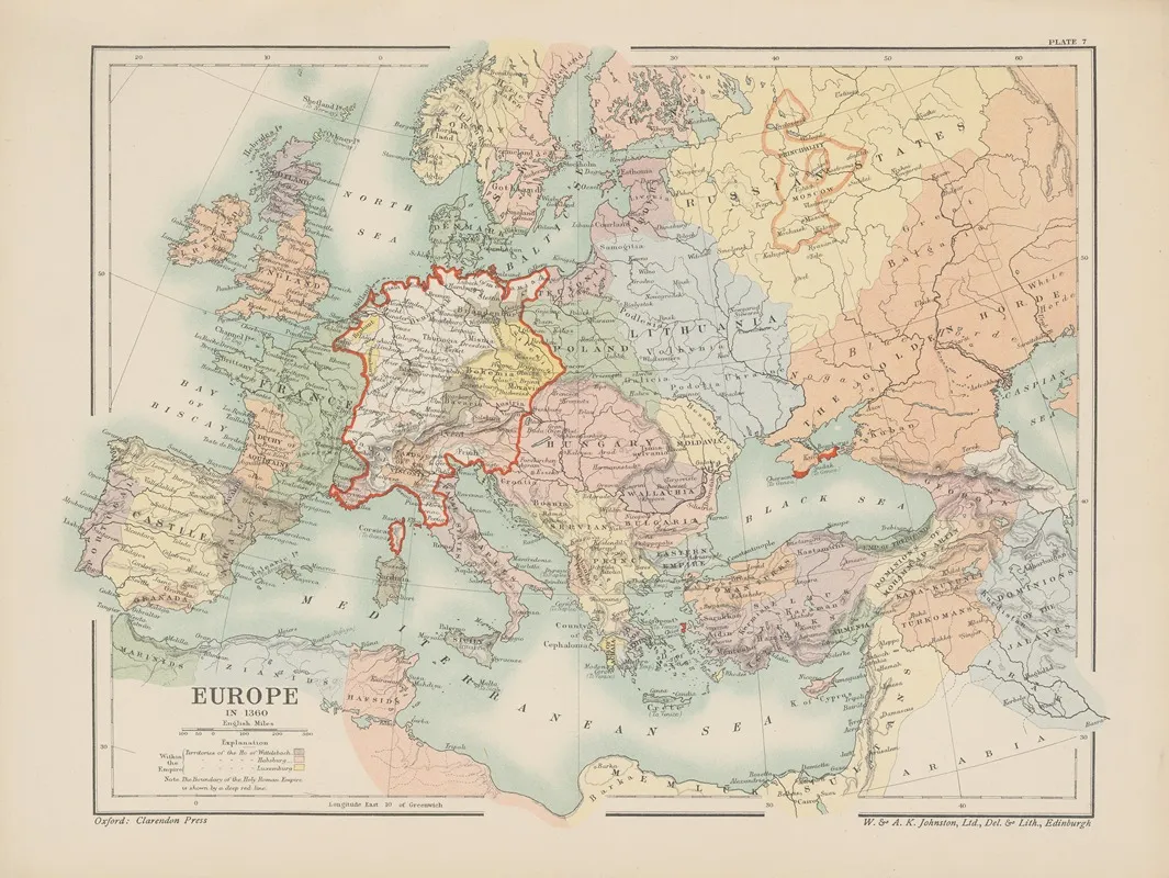 Europe‎ ‎in 1360 Wall Art by Reginald Lane Poole - High-Resolution Digital Print