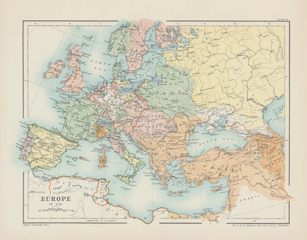 Europe‎ ‎in 1740 Wall Art by Reginald Lane Poole - High-Resolution Digital Print