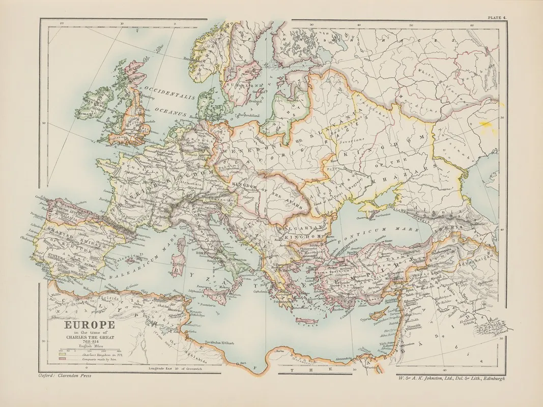 Europe in the time of charles the great 768 Wall Art by Reginald Lane Poole - High-Resolution Digital Print