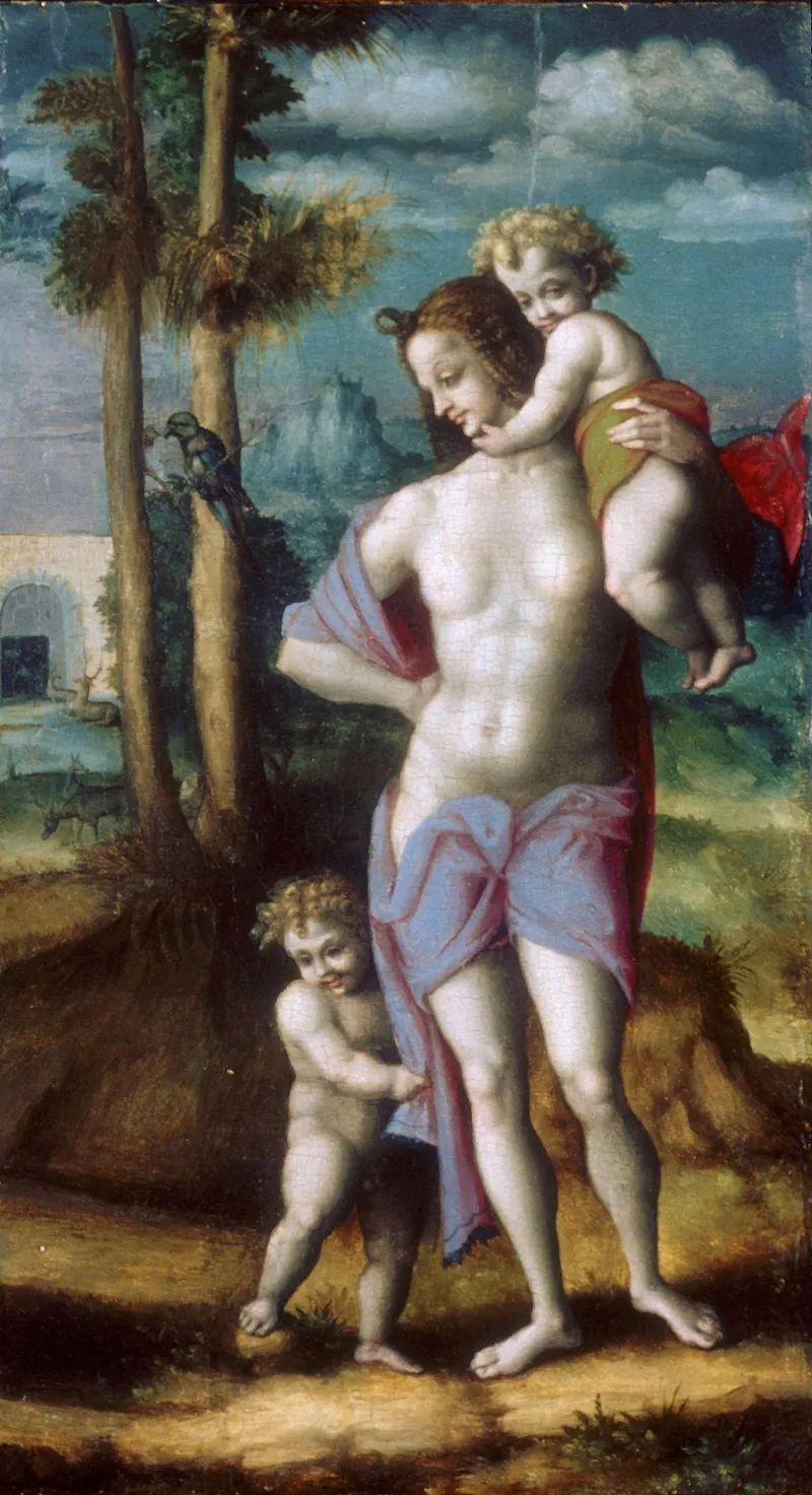 Eve With Cain And Abel Wall Art by Bacchiacca - High-Resolution Digital Print