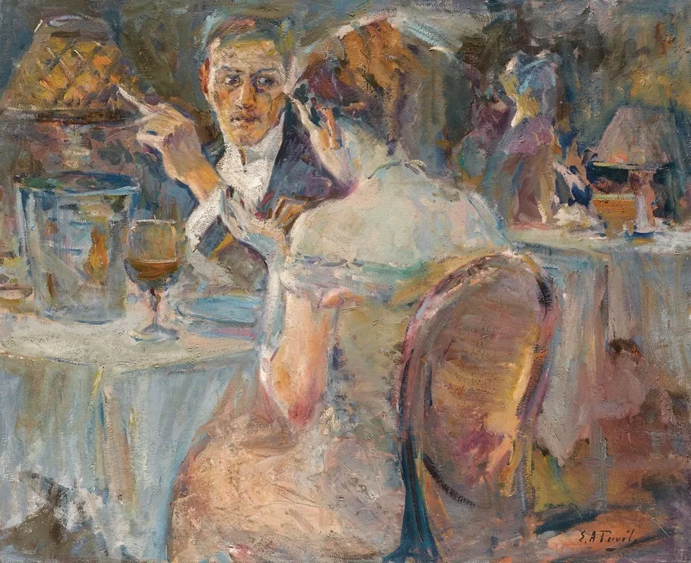 Evening In A Parisian Cafe Wall Art by Elie Anatole Pavil - High-Resolution Digital Print
