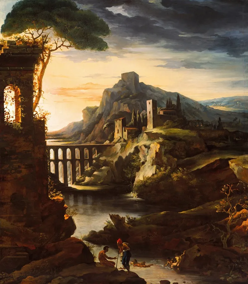 Evening Landscape With An Aqueduct Wall Art by Théodore Géricault - High-Resolution Digital Print