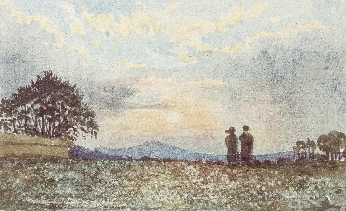 Evening Landscape With Figures Wall Art by David Charles Read - High-Resolution Digital Print