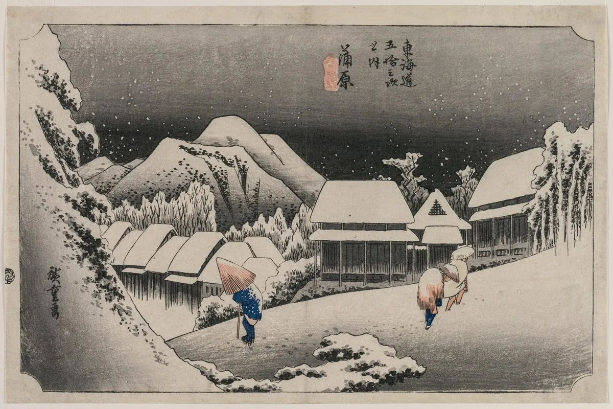 Evening Snow At Kambara Number Sixteen Of The Series Fifty Three Stations Of The Tokaido