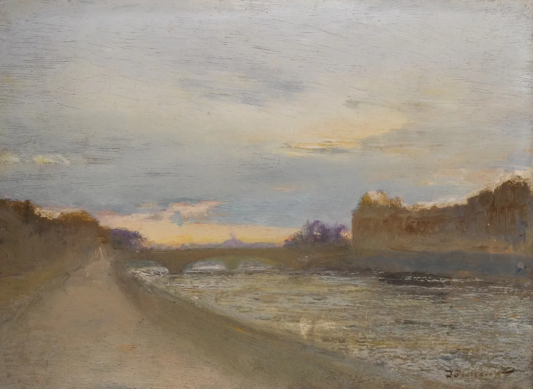 Evening View Of The Seine By The Louvre