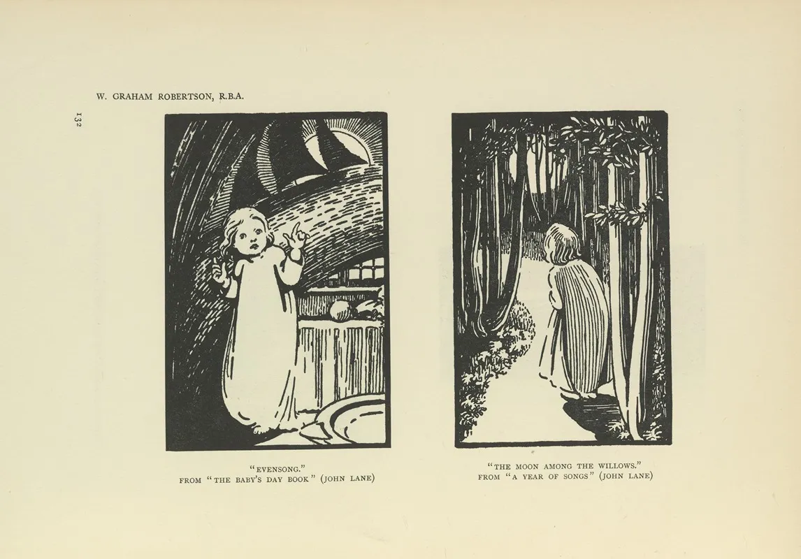 Evensong The Babys Day Book The Moon Among The Willows A Year Of Songs Wall Art by Walford Graham Robertson - High-Resolution Digital Print