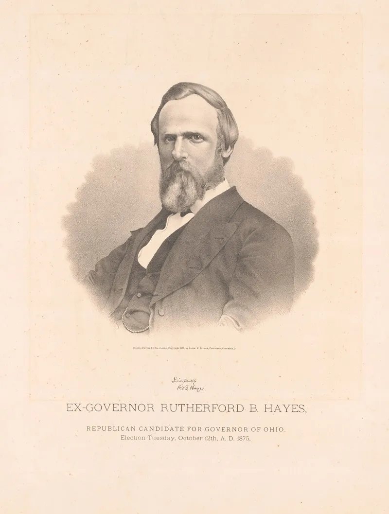 Ex Governor Rutherford B Hayes Republican Candidate For Governor Of Ohio Election Tuesday October 12th A D 1875 Wall Art by Jacob Henry Studer - High-Resolution Digital Print