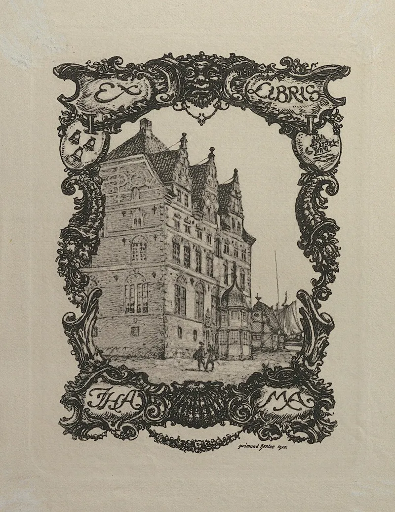 Ex Libris J H Andersen Wholesaler Hellerup And Wife Wall Art by Gudmund Hentze - High-Resolution Digital Print