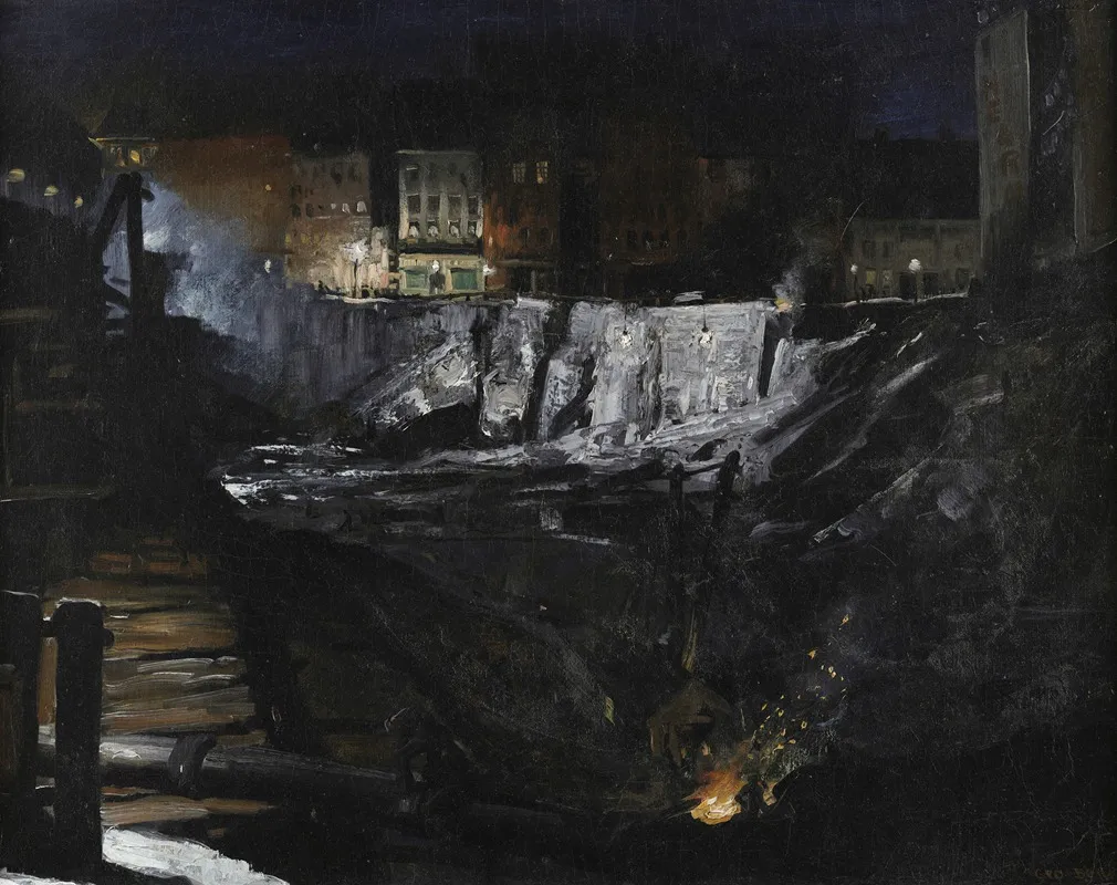 Excavation At Night Wall Art by George Wesley Bellows - High-Resolution Digital Print