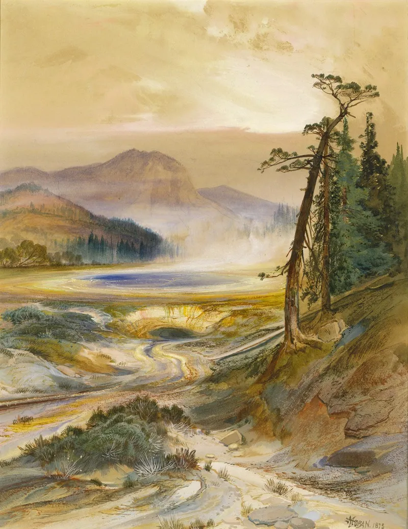Excelsior Geyser Yellowstone Park Wall Art by Thomas Moran - High-Resolution Digital Print
