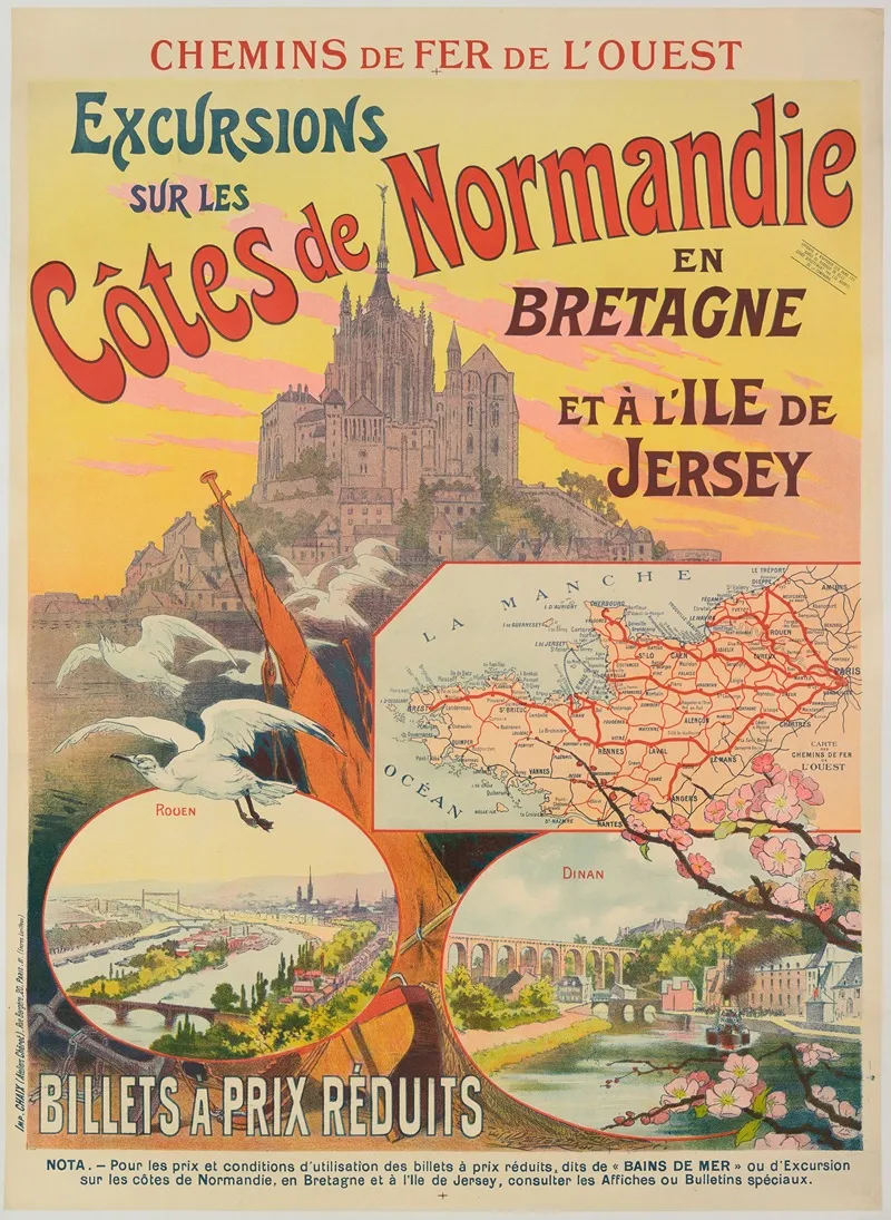 Excursions Sur Les Cotes De Normandie En Bretagne Et A Lile De Jersey Wall Art by Imp. Chaix - High-Resolution Digital Print
