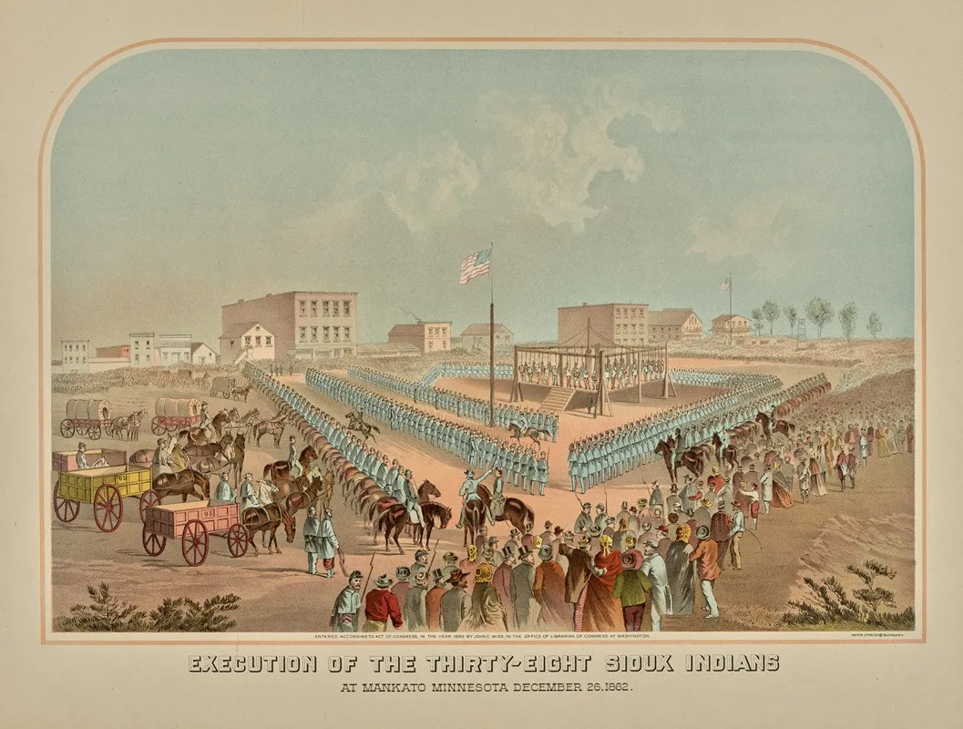 Execution Of The Thirty Eight Sioux Indians At Mankato December 26 1862 Wall Art by Hayes Lithographing Co. - High-Resolution Digital Print