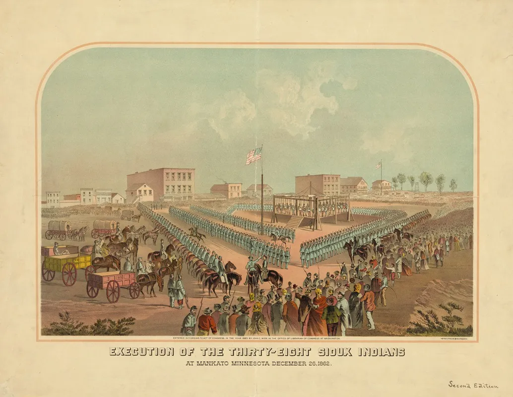 Execution Of The Thirty Eight Sioux Indians At Mankato Minnesota December 25 1862 Wall Art by Hayes Litho. Co. - High-Resolution Digital Print