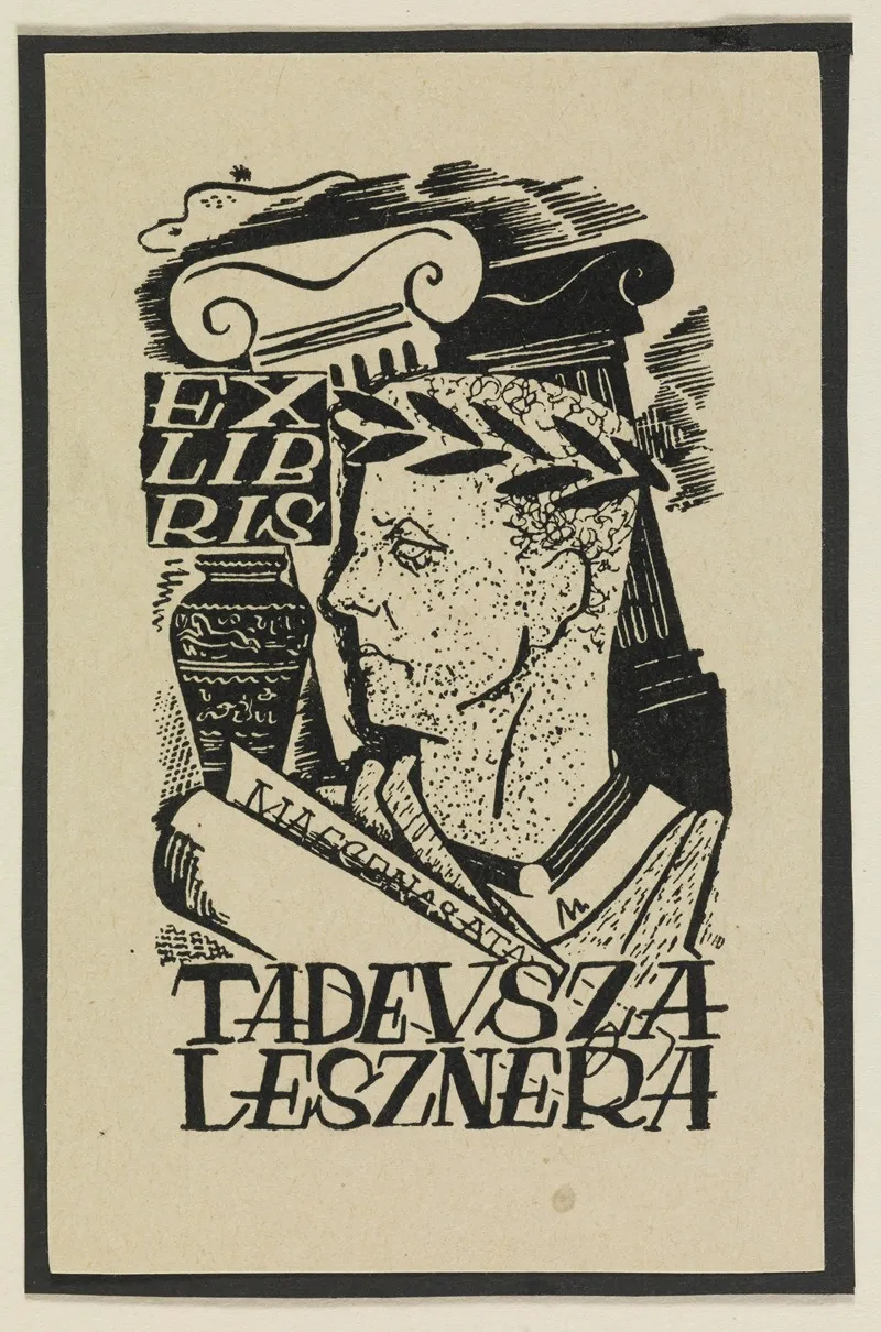 Exlibris Tadeusza Lesznera Wall Art by Witold Gawęcki - High-Resolution Digital Print