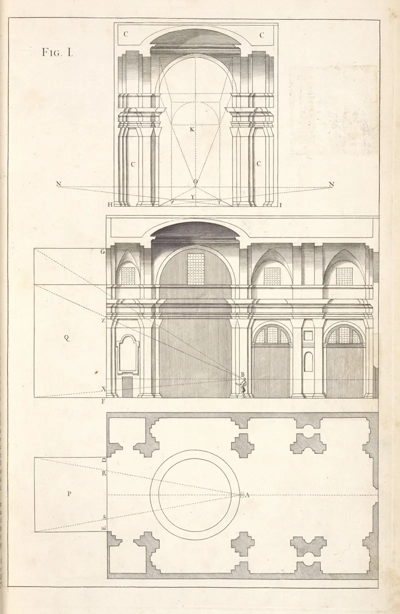 Explication Of The Lines Of The Plan And Horizon And Of The Points Of The Eye And Of The Distance Wall Art by Andrea Pozzo - High-Resolution Digital Print