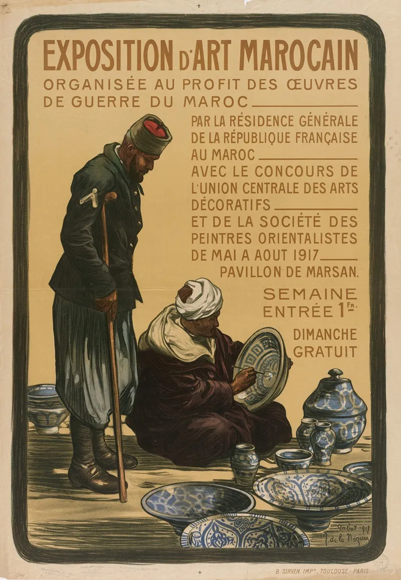 Exposition Dart Morocain Organisee Au Profit Des Oeuvres De Guerre Du Maroc Wall Art by Joseph de La Nézière - High-Resolution Digital Print