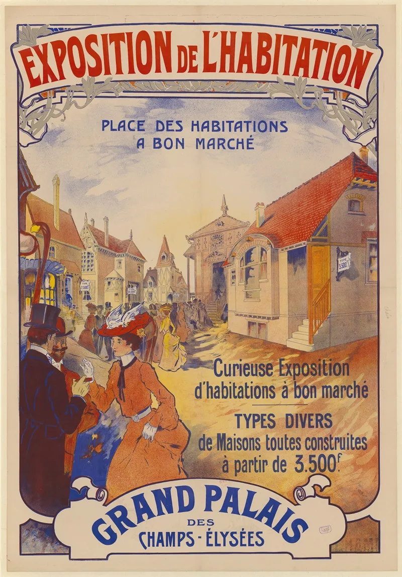 Exposition De Lhabitation Curieuse Exposition Dhabitations A Bon Marche Wall Art by Imp. Chaix - High-Resolution Digital Print