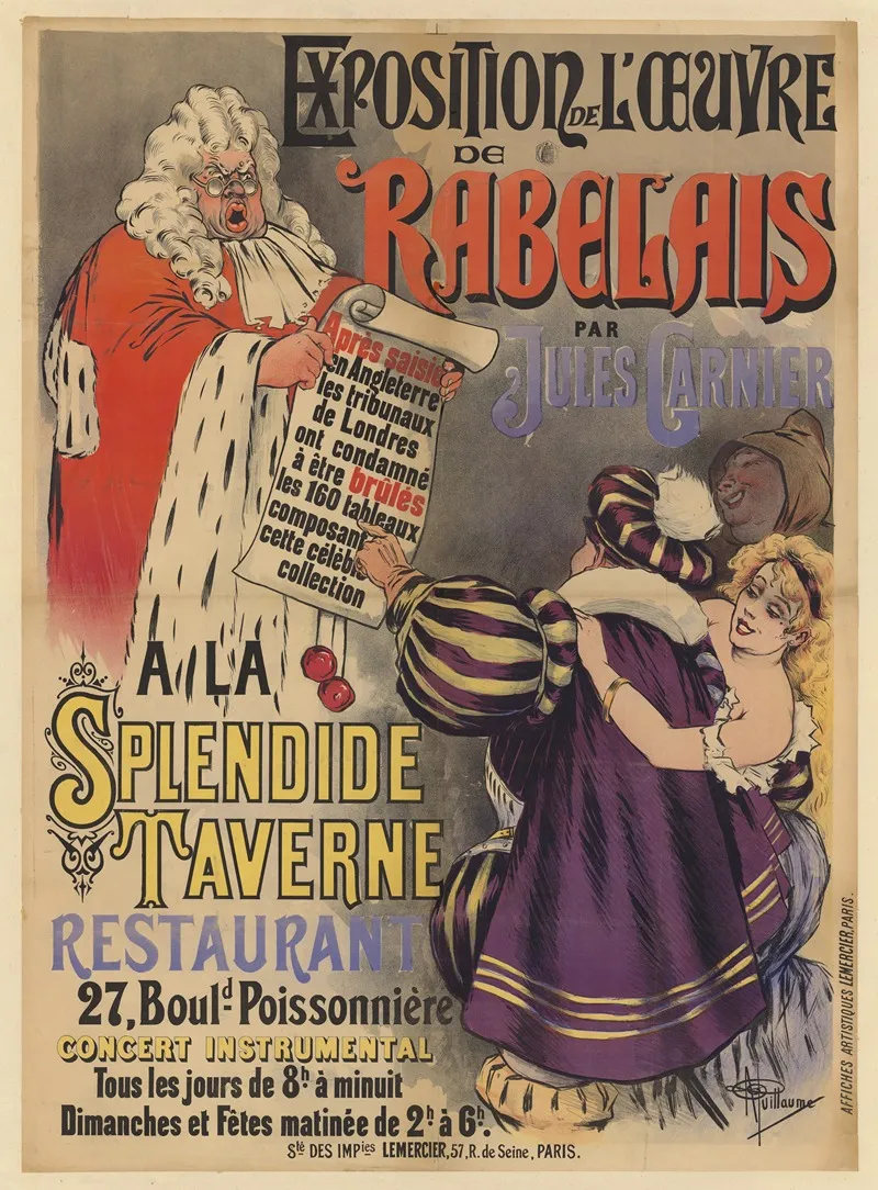 Exposition De Loeuvre De Rabelais Par Jules Garnier A La Splendide Taverne Restaurant Wall Art by Albert Guillaume - High-Resolution Digital Print