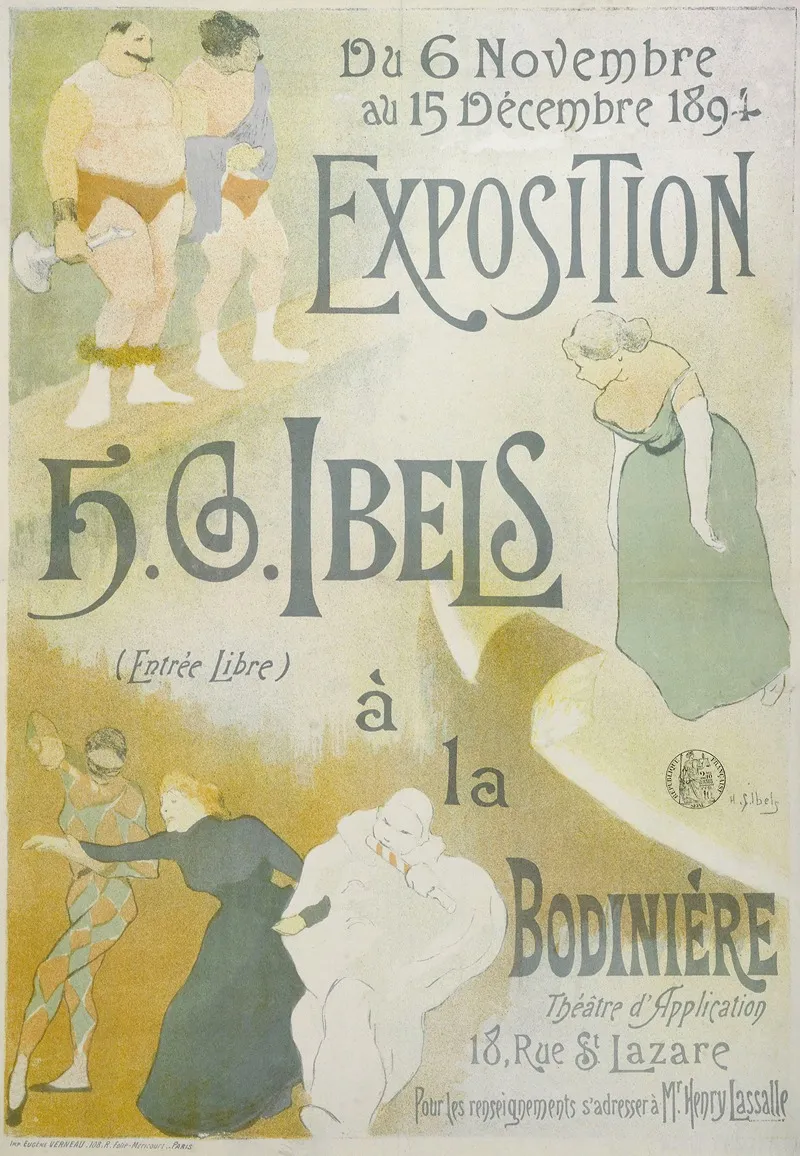 Exposition H G Ibels Entree Libre A La Bodiniere Wall Art by Henri-Gabriel Ibels - High-Resolution Digital Print