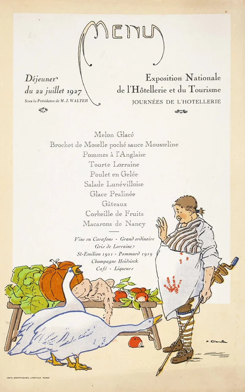Exposition Nationale De Lhotellerie Et Du Tourisme Dejeuner Du 22 Juillet 1927 Wall Art by Pierre Roger Claudin - High-Resolution Digital Print