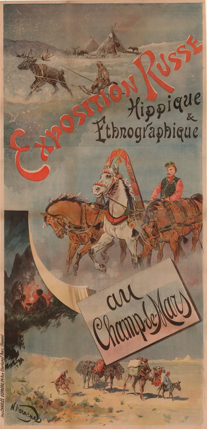 Exposition Russe Hippique Et Ethnographique Au Champs De Mars Wall Art by Nikolai Nikolaevich Karazin - High-Resolution Digital Print