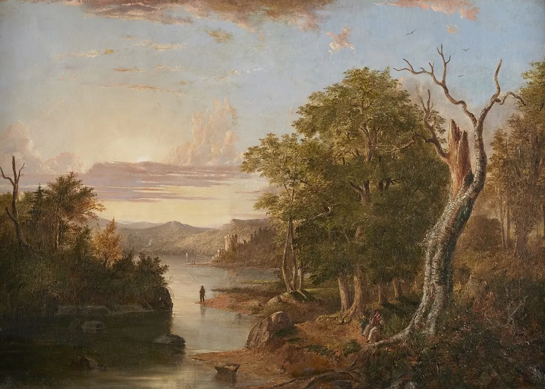 Extensive Landscape Along The Hudson River With A Castle In The Distance Wall Art by Henry Ary - High-Resolution Digital Print